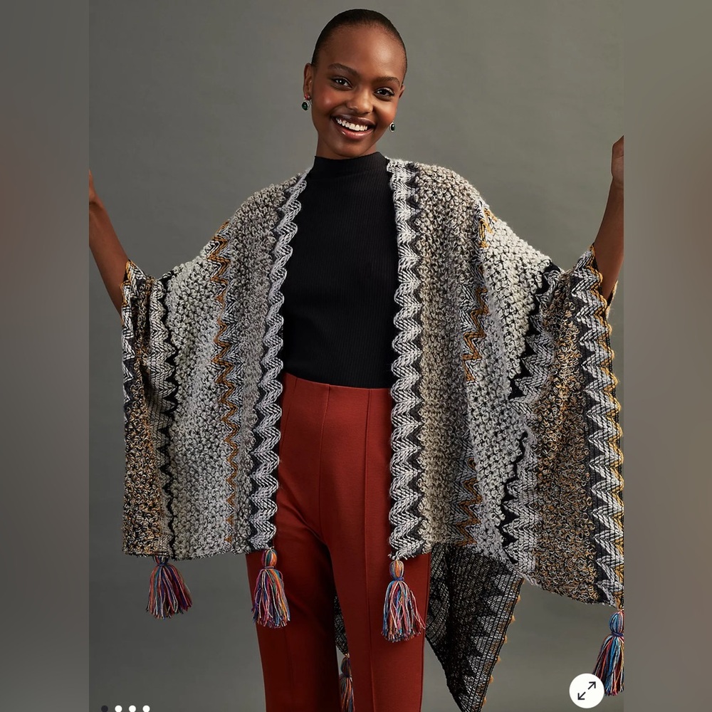 Anthropologie SAACHI Fringed Knit Kimono